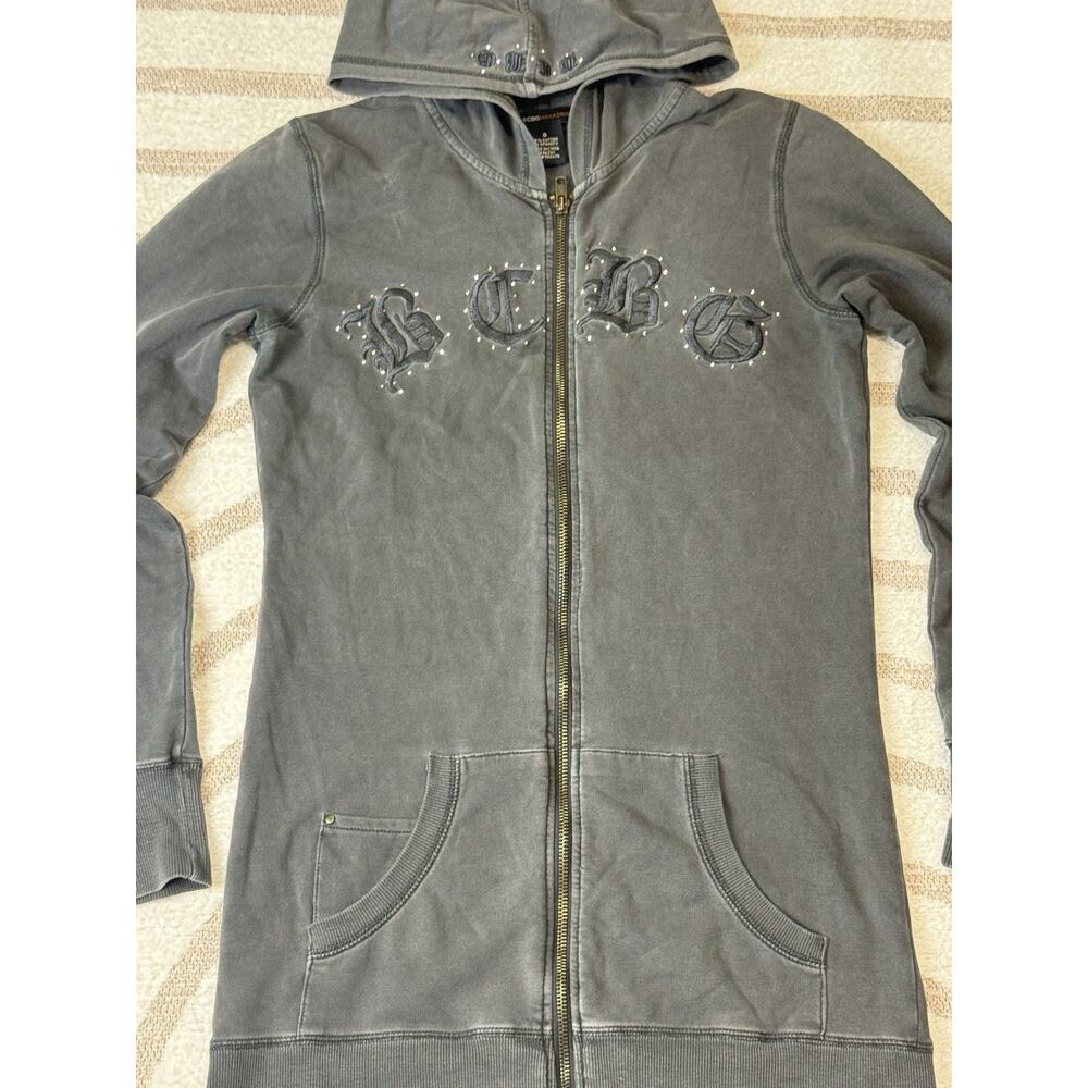 Y2k Vintage Gray Embroidered Full Zip Hoodie Gothic Grunge Women’s Size S - Picture 3 of 13